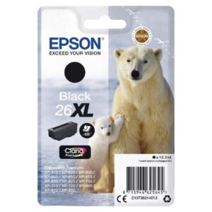 Original Epson C13T26214012 (26XL) Ink Cartridge Black High Capacity XL 500 Pages 12.2ml