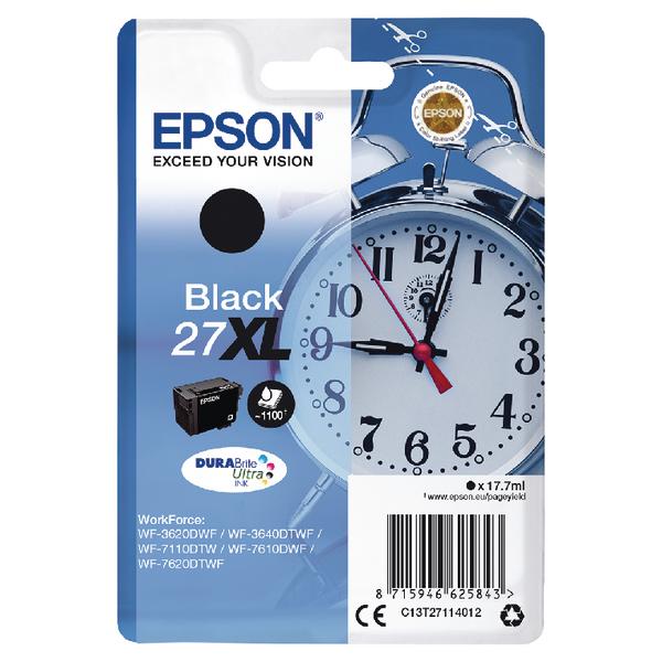 Original Epson 27XL High Capacity Black Ink Cartridge C13T27114012