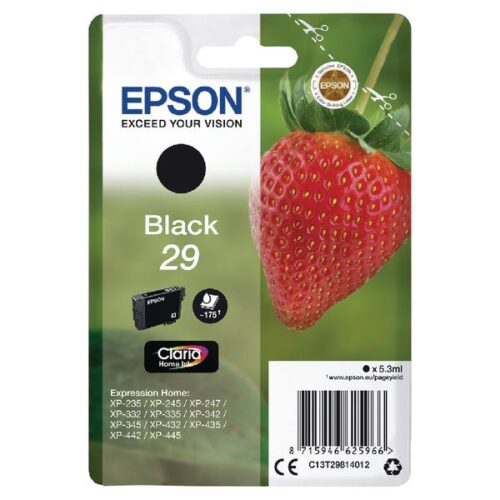 Original Epson C13T29814012 (29) Ink Cartridge Black 175 Pages 5.3ml