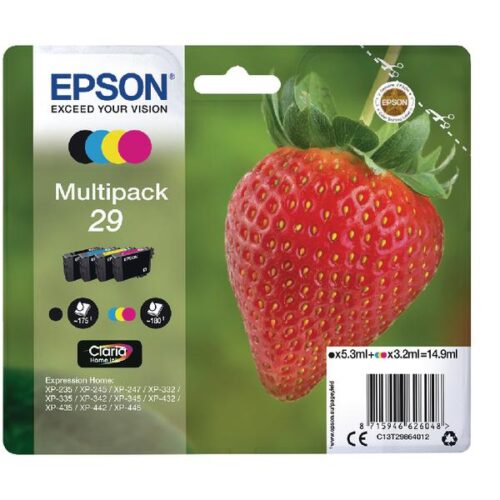 Original Epson C13T29864012 (29) Ink Cartridge Multi Pack BKCMY 5.3ml + 3x3.2ml