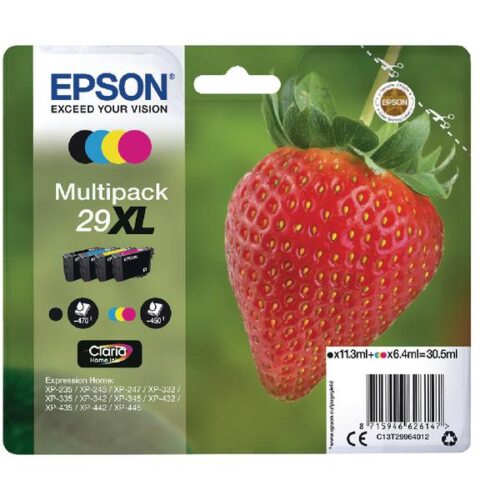 Original Epson C13T29964012 (29XL) Ink Cartridge Multi Pack BK C M Y 11.3ml + 3x6.4ml