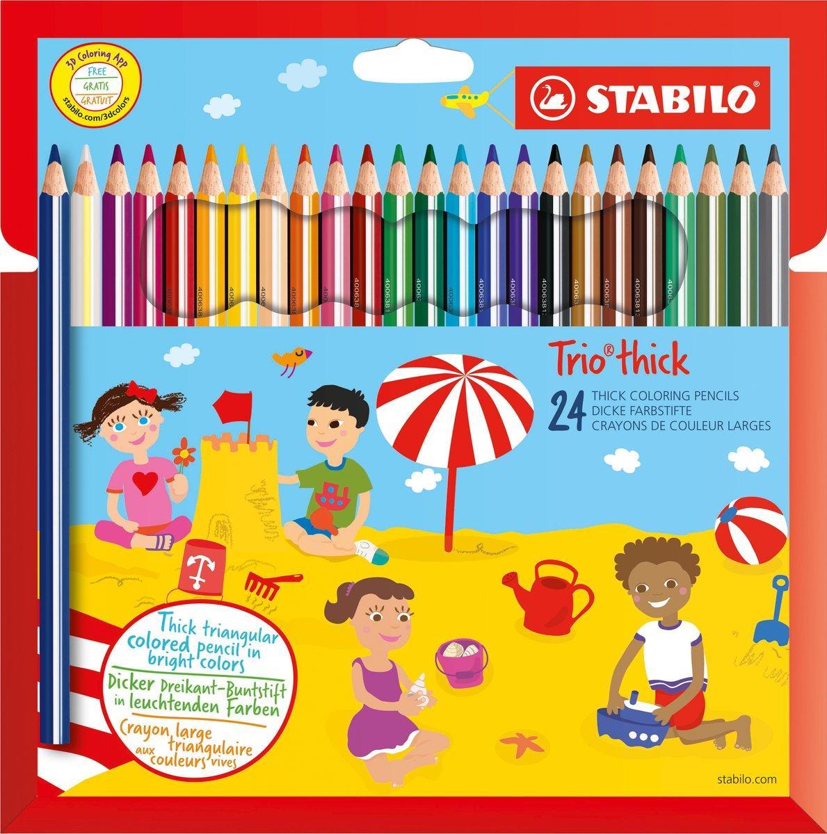Stabilo Trio Thick Truangular Coloured Pencils - Pack of 24