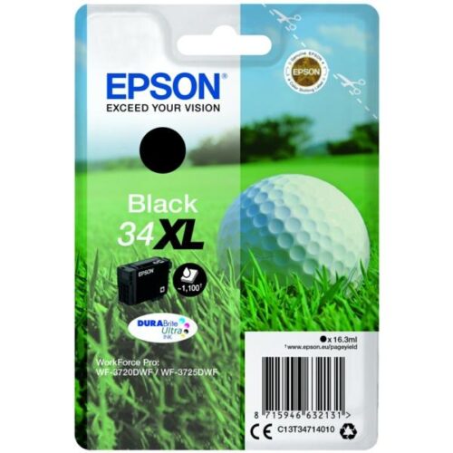 Original Epson C13T34714010 (34XL) Ink Cartridge Black High Capacity 1.1K Pages 16.3ml
