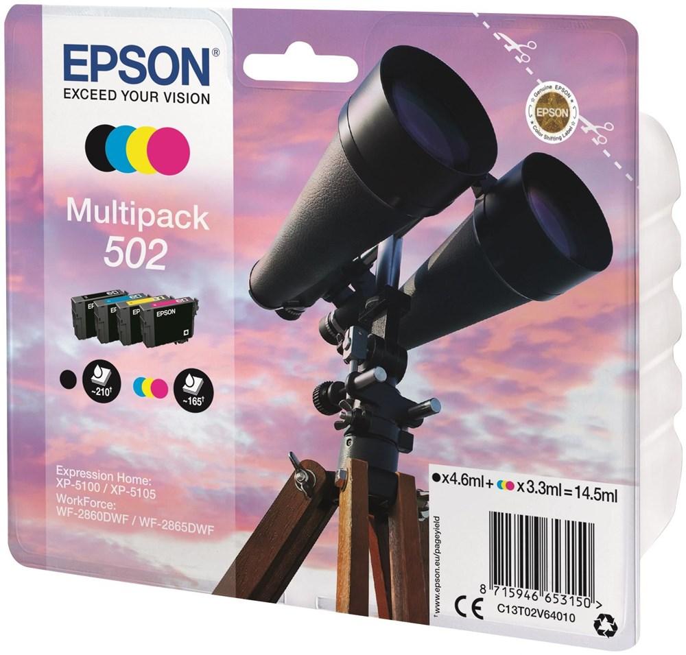 Original Epson C13T02V64010 (502) Ink Cartridge Multi Pack BKCMY 4.6ml 3x3.3ml