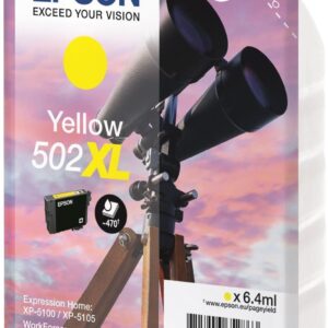 Original Epson 502XL High Capacity Yellow Ink Cartridge C13T02W44010
