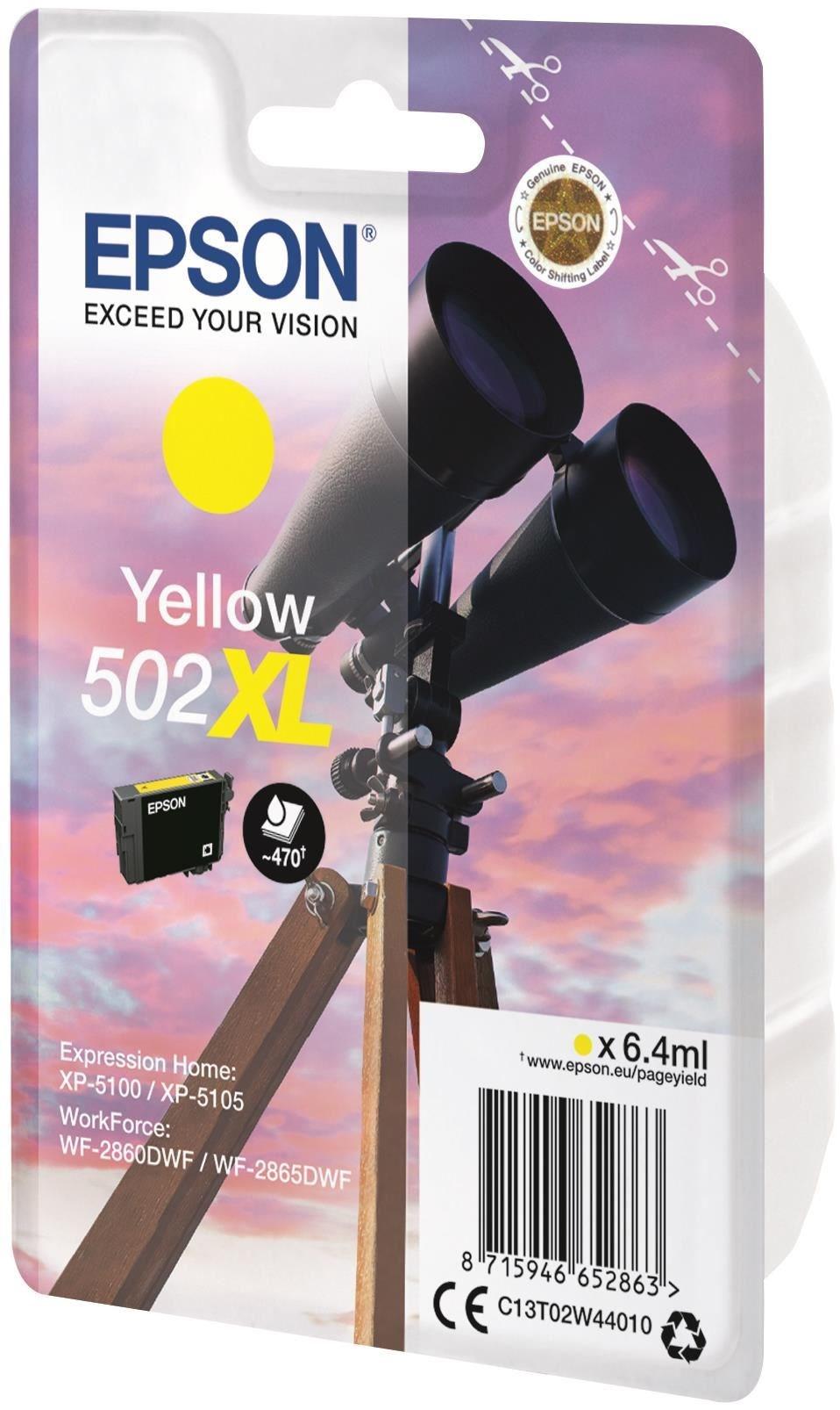 Original Epson 502XL High Capacity Yellow Ink Cartridge C13T02W44010