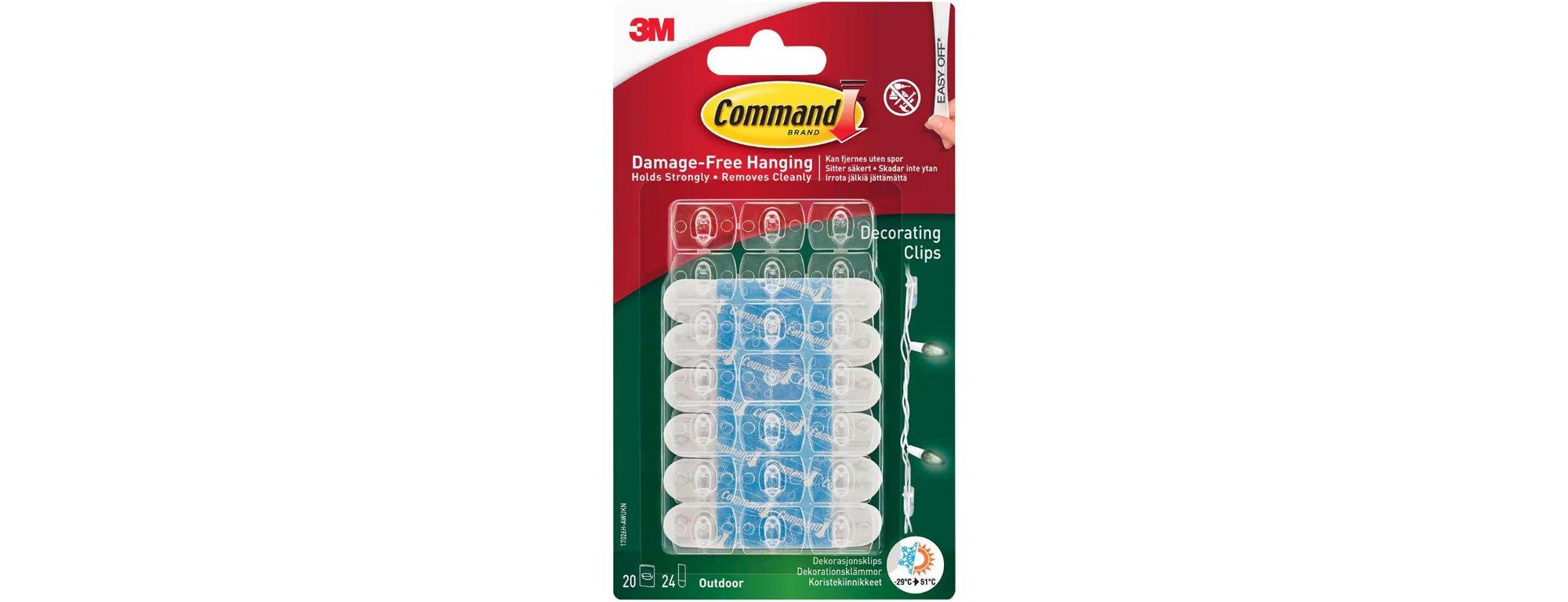 Command™ Outdoor Decorating Clips with Water-Resistant Strips 17026H-AW 20 Clips + 24 Strips