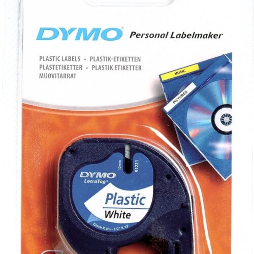 Original Dymo 91221 (S0721660) DirectLabel-etikettes Polyester white 12mm x 4m for Dymo LetraTag