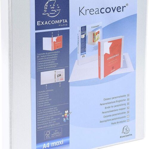 Exacompta Kreacover 16mm Ring Binder 4 Rings A4+ White - Pack of 10