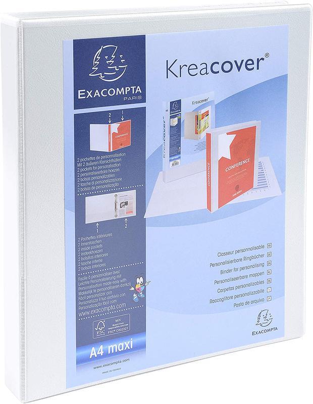 Exacompta Kreacover 16mm Ring Binder 4 Rings A4+ White - Pack of 10