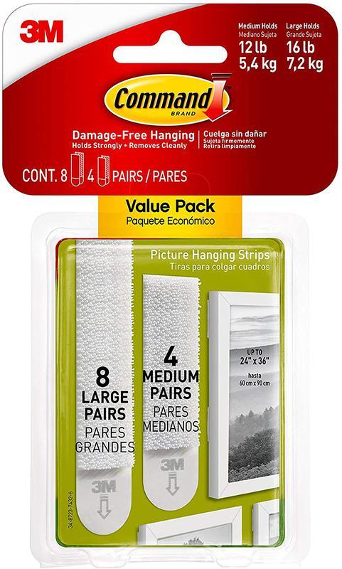Command™ Medium and Large Picture Hanging Strips Value Pack 24