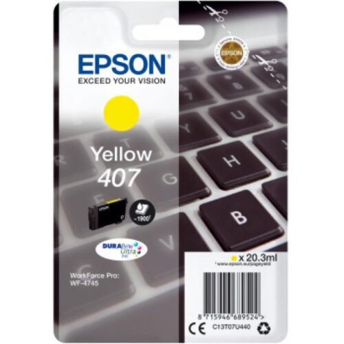 Original Epson 407 Yellow Ink Cartridge C13T07U440