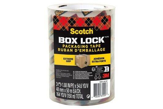 Scotch® Box Lock™ Packaging Tape 3950-LR3-DC 48 mm x 50 m 3 Rolls/Pack