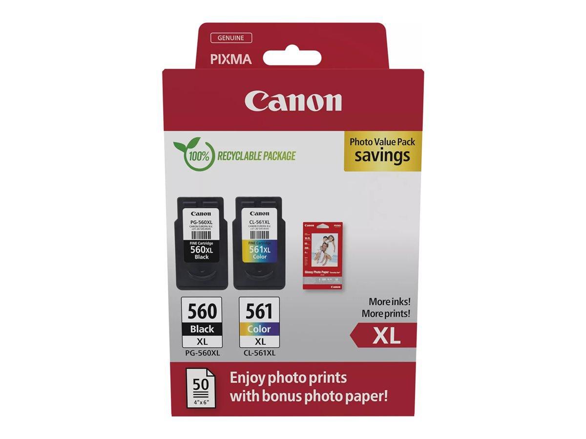 Original Canon 3712C008 PG-560XL + CL-561XL Black and Colour with Photo Paper