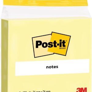 Post-it® Notes Canary Yellow 76 mm x 76 mm 100 Sheets/Pad 1 Pad/Pack 100% PEFC SGSCH-PEFC-COC-110078