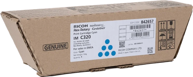 Original Ricoh 842657 IMC320 Cyan Toner 10K pages