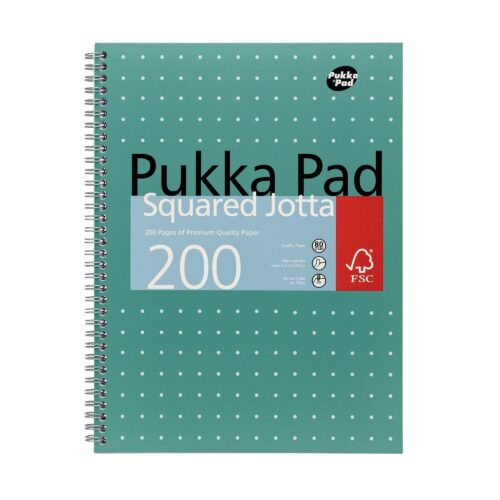 Pukka Pad Metallic Jotta A4 Wirebound Hardcover Notepad 100 80GSM Square Sheets (3)