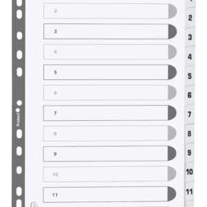 Exacompta Mylar Printed 160 GSM Indices A4 12 Part 1 to 12 Numbered Tabs