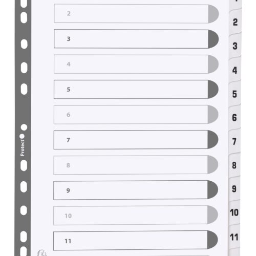 Exacompta Mylar Printed 160 GSM Indices A4 12 Part 1 to 12 Numbered Tabs