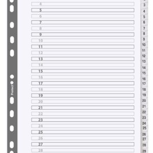 Exacompta Mylar Printed 160 GSM Indices A4 31 Part 1 to 31 Numbered Tabs