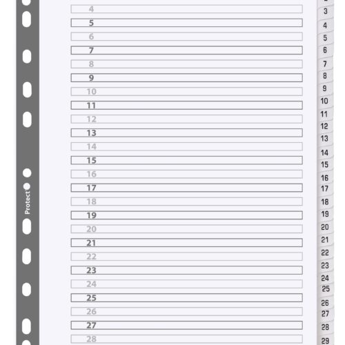 Exacompta Mylar Printed 160 GSM Indices A4 31 Part 1 to 31 Numbered Tabs