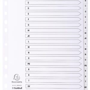 Exacompta Mylar Printed 160 GSM Indices A4 20 Part A to Z Letter Tabs