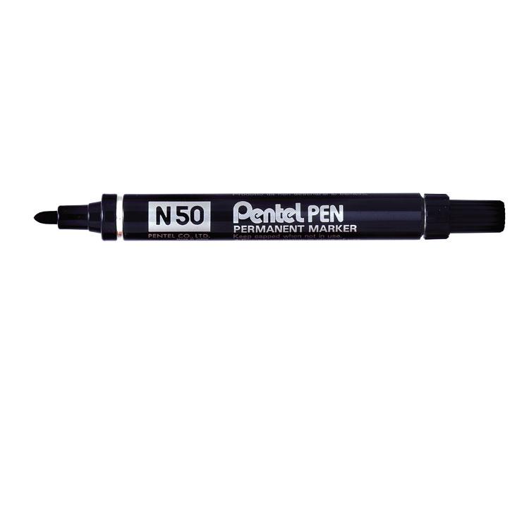 Pentel N50 Black Permanent Bullet Markers Pack of 12