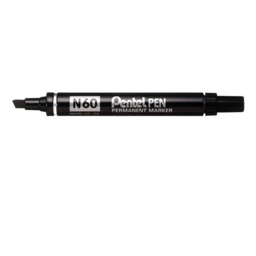 Pentel N60 Black Permanent Chisel Markers Pack of 12