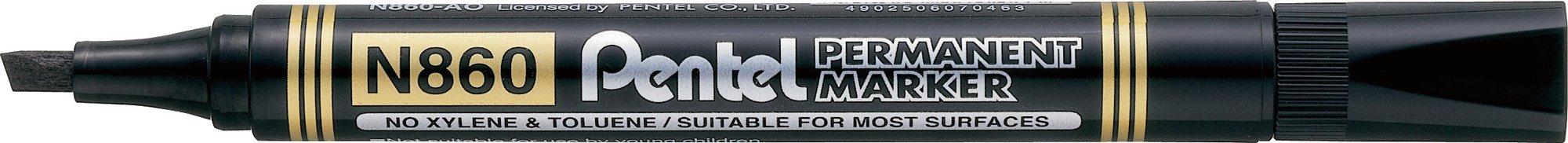 Pentel N860 Permanent Chisel Black Marker Pack of 12