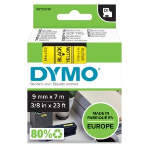 Original Dymo 40918 (S0720730) DirectLabel-etikettes black on yellow 9mm x 7m for Dymo D1 6-12mm/19mm/24mm/9-12mm/9-19mm