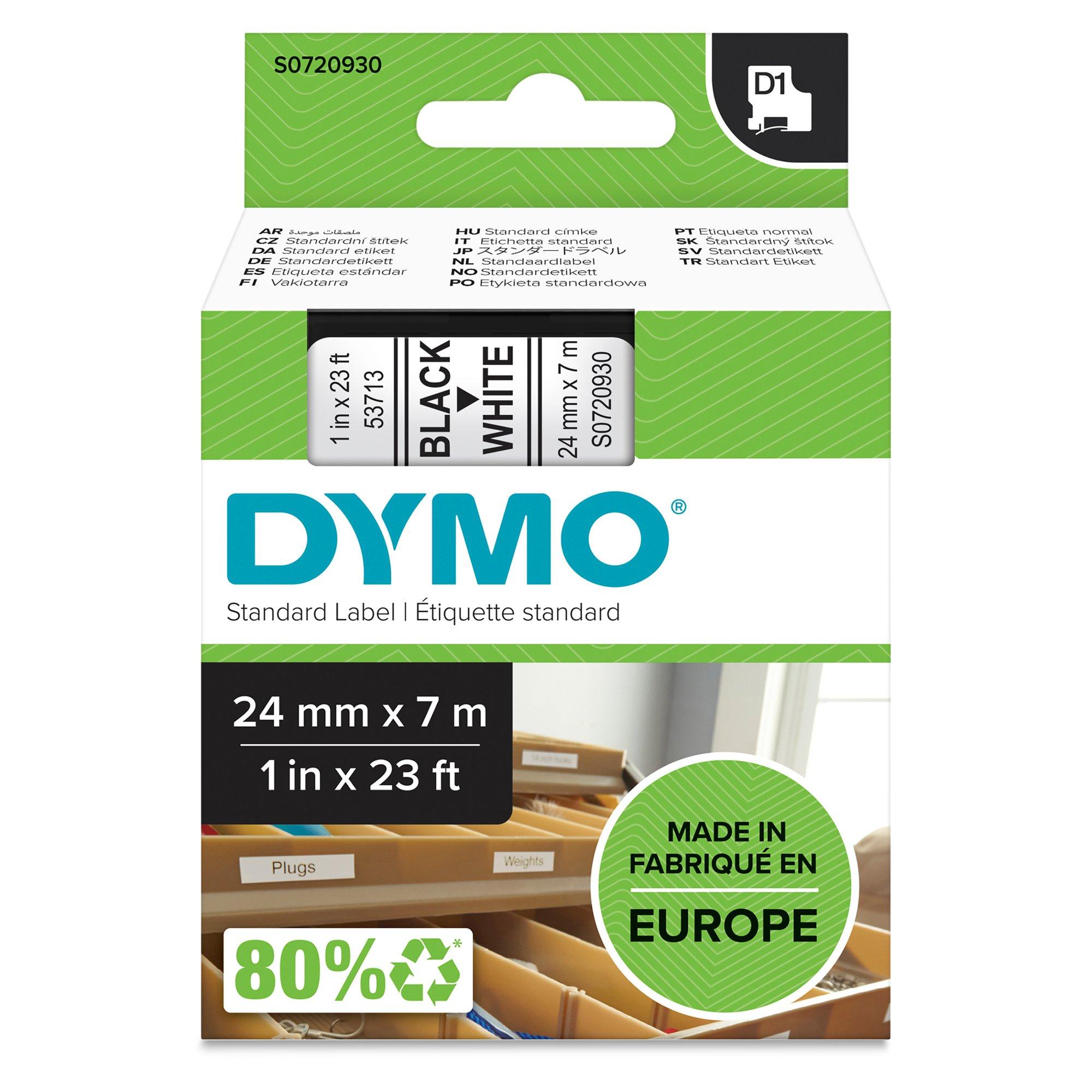Original DYMO 53713 (S0720930) D1 Label Tape Black on White 24mm x 7m