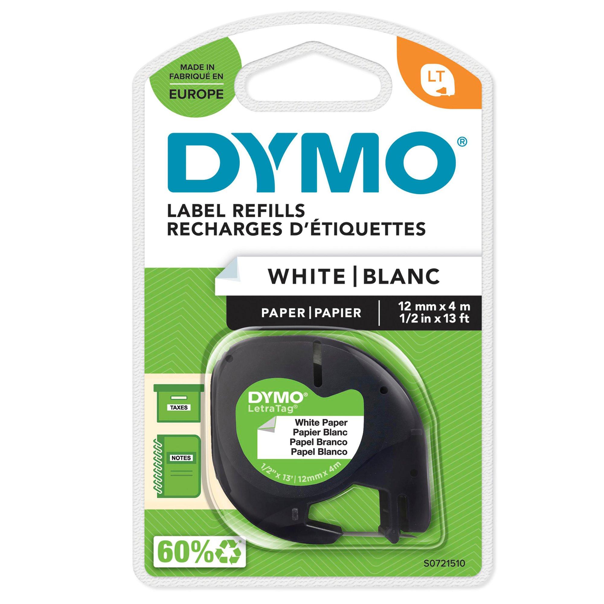 Original Dymo 91200/S0721510 DirectLabel-etikettes black on white 12mm x 4m for Dymo LetraTag