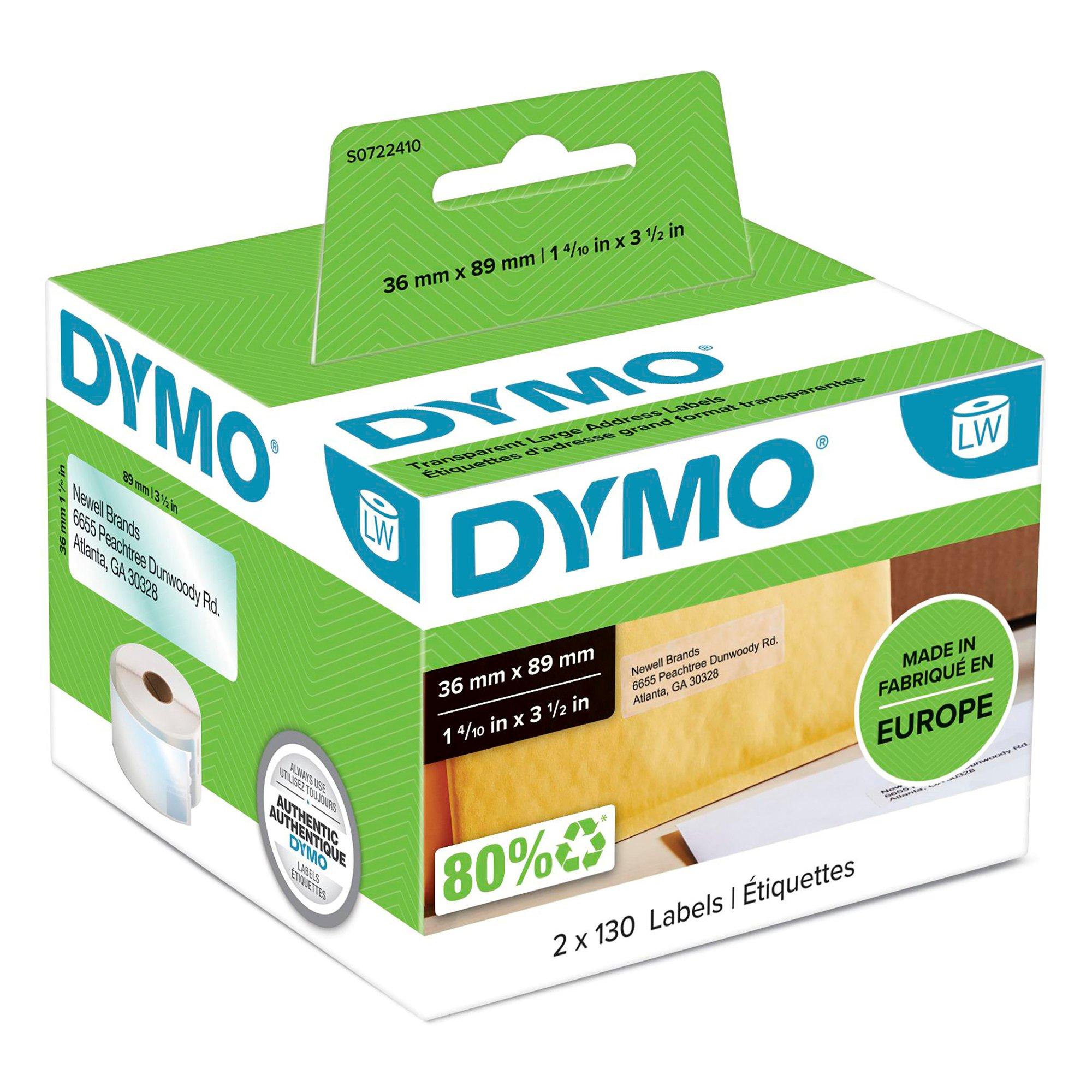 Original Dymo 99013 (S0722410) LabelWriter Large Address Labels 89mm x 36mm Transparent