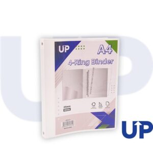 UP A4 Presentation Binder Spine Mechanism 4 Ring 25mm - White (10)