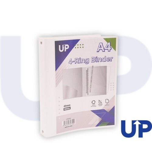 UP A4 Presentation Binder Spine Mechanism 4 Ring 40mm - White (10)