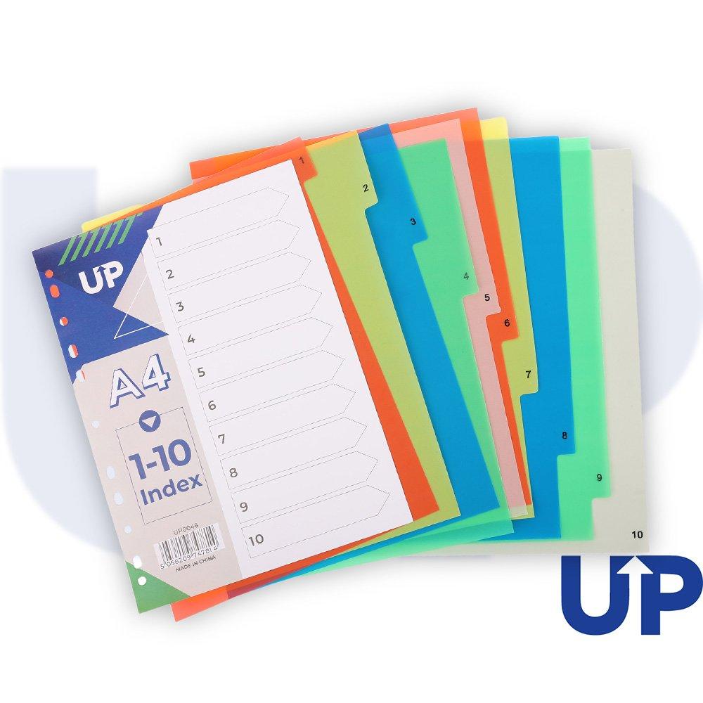 UP Index Polypropylene A4 1-10 Multicolour