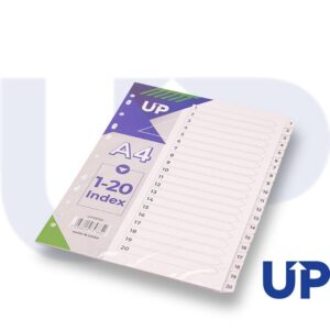 UP Index White Clear Tabs 1-20