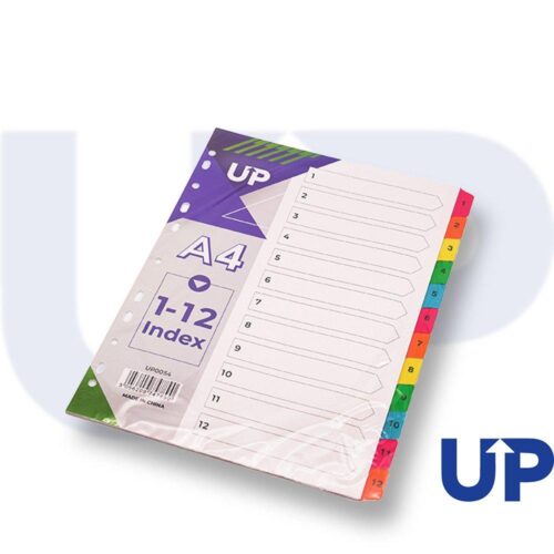 UP Index White Multicolour Tabs 1-12