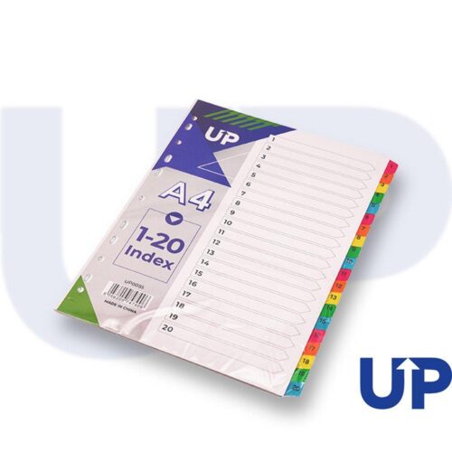 UP Index White Multicolour Tabs 1-20