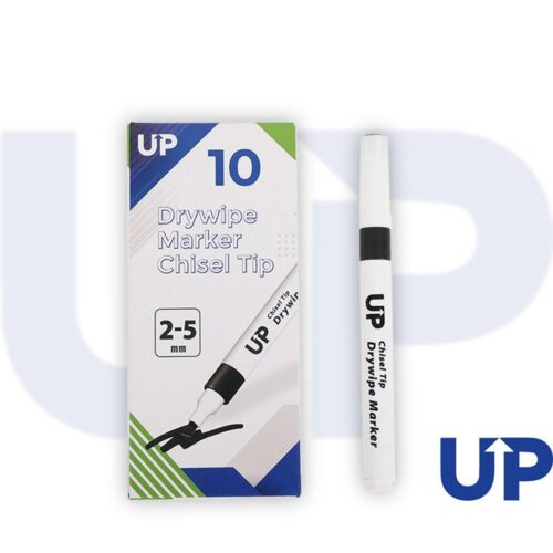 UP Drywipe Chisel Tip Marker Black (10)
