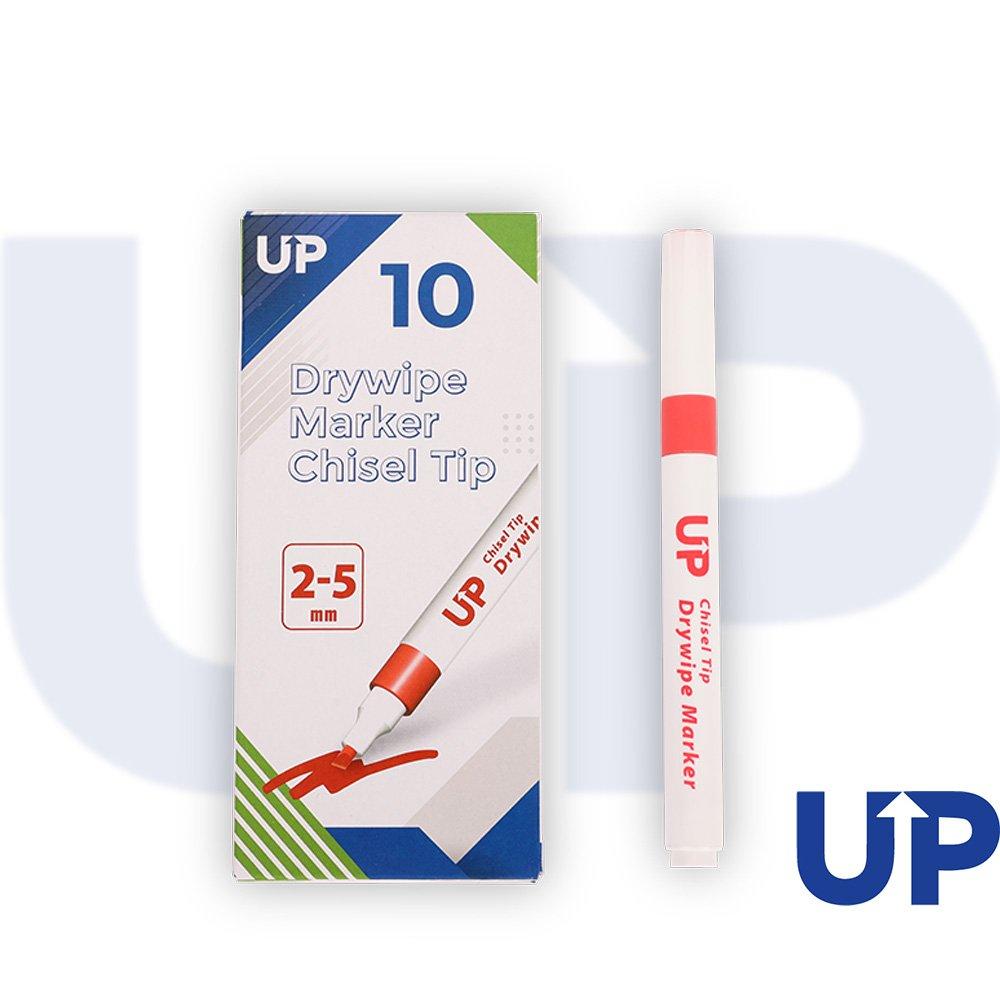 UP Drywipe Chisel Tip Marker Red (10)