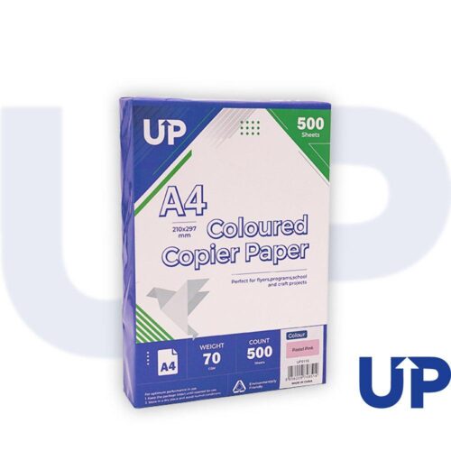 UP Coloured A4 Copier Paper 70GSM Pastel Pink - 500 sheets