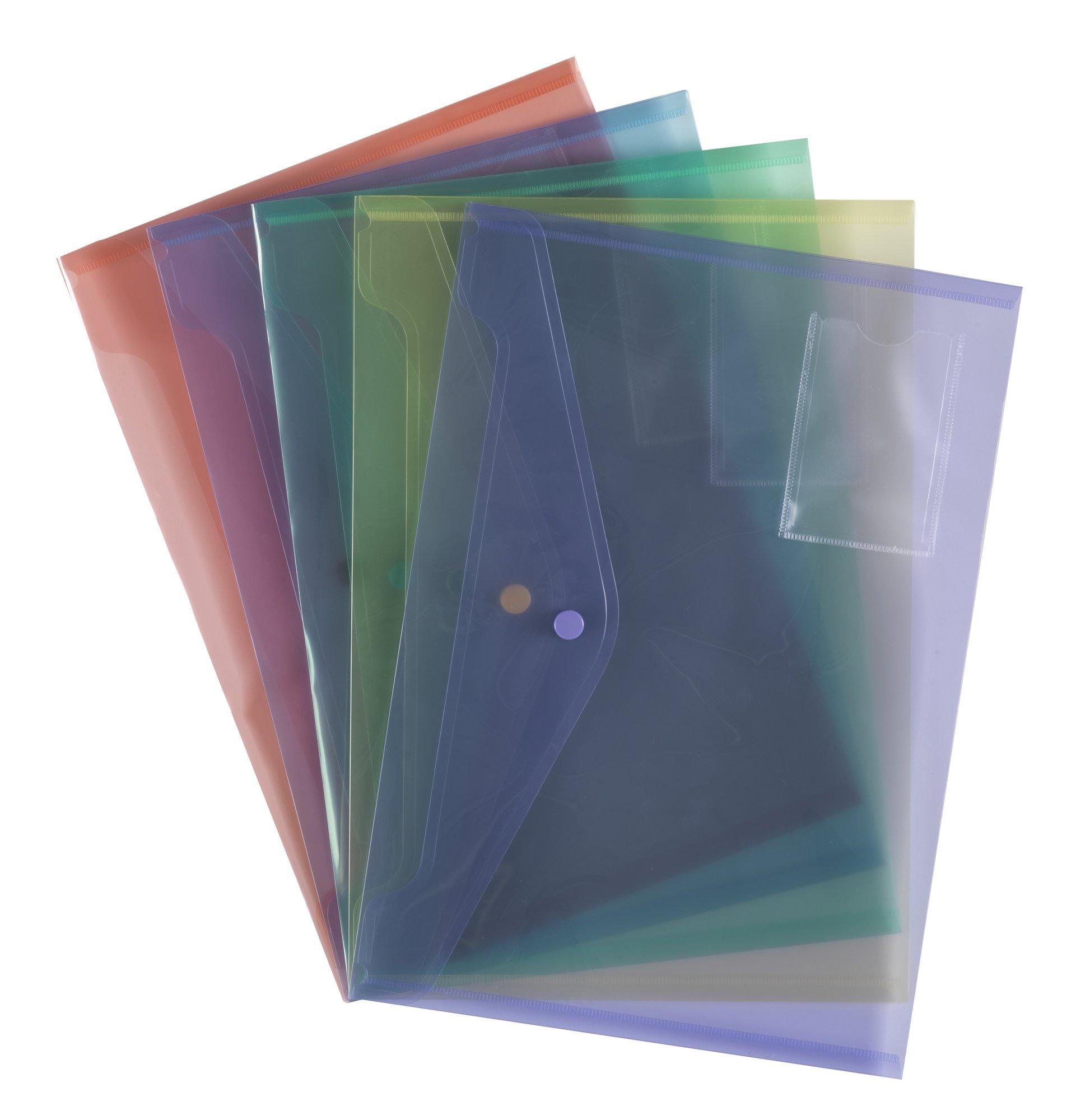 UP A4 Assorted Colour Popper Wallets (5)
